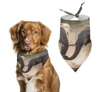 Pet Dog Birthday Bandanas Two Elephants Playing Washable Printing Bib Scarf Accessories Pet Triangle Bid Scarf Kerchief for Dogs Or Cats