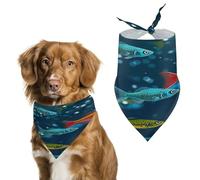 Pet Dog Birthday Bandanas Underwater Colorful Minnows Washable Printing Bib Scarf Accessories Pet Triangle Bid Scarf Kerchief for Dogs Or Cats