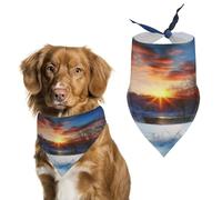 Pet Dog Birthday Bandanas Winter Sunrise Sunset Landscape Washable Printing Bib Scarf Accessories Pet Triangle Bid Scarf Kerchief for Dogs Or Cats