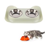 Pet Dog BowlsStainl Steel Dog Pet Dog Bowls Stainl Steel Cute S Proof Inner Easy Double Dog Bowl for Cats Green Feeding Double Our Crafted an for Pet's This Offer to Design (Blue) (Pinkish) (Green)