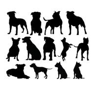 Pet Dog Bull Terrier Silhouette 13 Cute Stickers Pack - Scrapbook Stickers - Car Bumper Sticker - Light Switch Sticker - Wall Decal - Staffy Gifts (Black, Tiny)