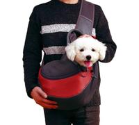 Pet Dog Carrier Sling Hands-Free Sling Bag Breathable Mesh Outdoor Travel Bag Small Dogs Cats Shoulder Tote Bag with Front Pocket and Wide Shoulders for Outdoor Travel Walking Daily Use 10lb (Red)
