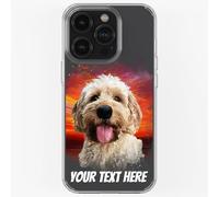 Pet Dog Cat Animal Portrait Phone Cover Personalised Case in CLEAR Silicone, Custom Paint Brush Effect for iPhone 11 12 13 14 15 16 Samsung Galaxy S21 S22 S23 S24 Ranges: Sunset CUSTOMISE