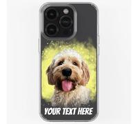 Pet Dog Cat Animal Portrait Phone Cover Personalised Case in CLEAR Silicone, Custom Paint Brush Effect for iPhone 11 12 13 14 15 16 Samsung Galaxy S21 S22 S23 S24 Ranges: Spring CUSTOMISE