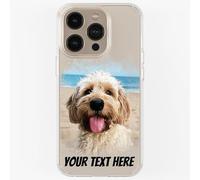Pet Dog Cat Animal Portrait Phone Cover Personalised Case in CLEAR Silicone, Custom Paint Brush Effect for iPhone 11 12 13 14 15 16 Samsung Galaxy S21 S22 S23 S24 Ranges: Beach CUSTOMISE