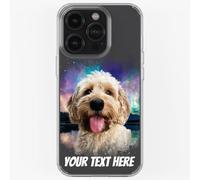 Pet Dog Cat Animal Portrait Phone Cover Personalised Case in CLEAR Silicone, Custom Paint Brush Effect for iPhone 11 12 13 14 15 16 Samsung Galaxy S21 S22 S23 S24 Ranges: Aurora CUSTOMISE
