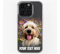 Pet Dog Cat Animal Portrait Phone Cover Personalised Case in CLEAR Silicone, Custom Paint Brush Effect for iPhone 11 12 13 14 15 16 Samsung Galaxy S21 S22 S23 S24 Ranges: Floral CUSTOMISE
