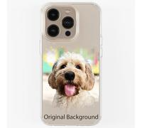 Pet Dog Cat Animal Portrait Phone Cover Personalised Case in CLEAR Silicone, Custom Paint Brush Effect for iPhone 11 12 13 14 15 16 Samsung Galaxy S21 S22 S23 S24 Ranges: Photo Background CUSTOMISE