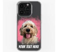 Pet Dog Cat Animal Portrait Phone Cover Personalised Case in CLEAR Silicone, Custom Paint Brush Effect for iPhone 11 12 13 14 15 16 Samsung Galaxy S21 S22 S23 S24 Ranges: Rose CUSTOMISE