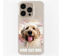 Pet Dog Cat Animal Portrait Phone Cover Personalised Case in CLEAR Silicone, Custom Paint Brush Effect for iPhone 11 12 13 14 15 16 Samsung Galaxy S21 S22 S23 S24 Ranges: Pearl CUSTOMISE