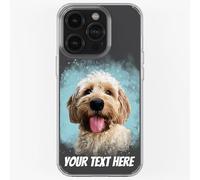 Pet Dog Cat Animal Portrait Phone Cover Personalised Case in CLEAR Silicone, Custom Paint Brush Effect for iPhone 11 12 13 14 15 16 Samsung Galaxy S21 S22 S23 S24 Ranges: Sky CUSTOMISE