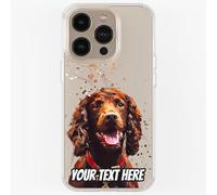 Pet Dog Cat Animal Portrait Phone Cover Personalised Case in CLEAR Silicone, Custom Paint Brush Effect for iPhone 11 12 13 14 15 16 Samsung Galaxy S21 S22 S23 S24 Ranges: Splatter Clear CUSTOMISE