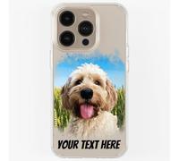 Pet Dog Cat Animal Portrait Phone Cover Personalised Case in CLEAR Silicone, Custom Paint Brush Effect for iPhone 11 12 13 14 15 16 Samsung Galaxy S21 S22 S23 S24 Ranges: Fields CUSTOMISE