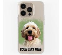 Pet Dog Cat Animal Portrait Phone Cover Personalised Case in CLEAR Silicone, Custom Paint Brush Effect for iPhone 11 12 13 14 15 16 Samsung Galaxy S21 S22 S23 S24 Ranges: Moss CUSTOMISE
