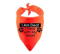Pet Dog Cat Bandana Scarf I Am Deaf I Hear with My Heart Dog Bandana Handkerchief Scarf Tie On Special Needs Dog(Hear With My Heart)
