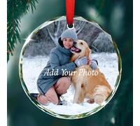 Pet Dog Cat Christmas Ornament, Personalized Photo Memories with Dog Cat Glass Ornament Xmas, Puppy's 1st Christmas Ornaments 2025, Custom Dogs Picture Frame for Xmas Tree, Gifts for Dogs Mom Dad