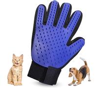 Pet Dog Cat Grooming Glove, Pet Hair Remover Mitt, Gentle Deshedding Brush Glove, Enhanced Five Finger Design for Dog, Cat, Soft Silicone Tips Pet Massage Tool for Long & Short Fur (Blue)