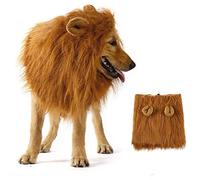 Pet Dog Cat Lion Mane Wigs with Ears Adjustable Comfortable Fancy Lion Mane Costume for Halloween Christmas Holiday Party (M, Brown)