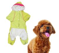 Pet Dog Cat Rain Proof Hooded Raincoat Yellow for Rainy Day Walks (XS)