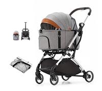 Pet Dog Cat Stroller Dog Stroller Separable Pet Strollers for Small Mediun Dogs / 2 Cats Pet Carrier Trolley Aluminum Bracket Travel Cart Carriage (Grey a) (Grey a)