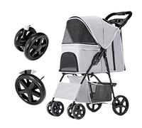 Pet Dog cat Stroller Lightweight pet Stroller for Small Medium Dogs& Cats Folding Pet Travel Pram cart Premium Dog Strollers Cat Carriage Pushchair (Pink) (Gray a)