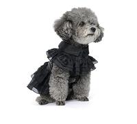 EOILFM Pet Dog Cat Wednesday Dress Addams Costume Cosplay Cute Puppy Kitten Black Coat Clothes with Belt Halloween Party Dress up Pretend Play for Small Medium Dogs