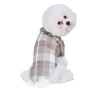 Pet Dog Clothing Clothes Shirt With Bow Tie Plaid Pattern Gentleman Snap Closure Cat Small Doggie Casual Stretchy Material For Chihuahua Autumn(Brown,XS)