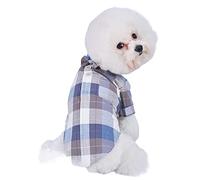 Pet Dog Clothing Clothes Shirt With Bow Tie Plaid Pattern Gentleman Snap Closure Cat Small Doggie Casual Stretchy Material For Chihuahua Autumn(Blue,L)