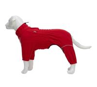 Pet Dog Coat, Warm Shaggy Fleece Four-Legged Clothing Set for Dogs, Thick Jacket for Small and Large Dogs, Pet Warmth Clothing Thickened for Fall and Winter(Red,M)