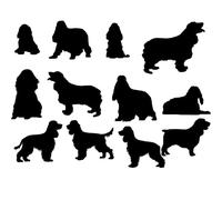 Pet Dog Cocker Spaniel Silhouette 12 Cute Stickers Pack - Dog Lover Gifts - Car Bumper Sticker - Light Switch Sticker - Wall Decal - Scrapbook Stickers (Black, Extra Small Pack)