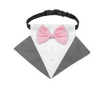 Pet dog collar Adjustable British Style Dog Bandanas Cat Dog Gentleman Scarf Bow Tie Collar Bowknot Wedding Suit Pet Grooming Accessories Pet collar(Gray)