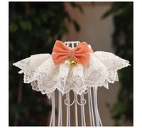 Pet dog collar Velvet Lace Pinny for Dogs Gauze Bowknot Puppy Necklace Cat Accessories Sweet Kitten Neck Decor Pet Bows Poodle Maltese Ragdoll Pet collar(Orange pink)