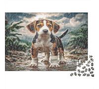 Pet Dog Colourful Beagle Mix in Forest 1000 Pieces Jigsaw for Adults The Impossible Challenge Brain Development 52x38cm/1000pcs