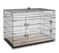 Pet Dog Crate with Two Doors Tray and Soft Cushion for Extra Small Dogs
