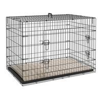 Pet Dog Crate with Two Doors Tray and Soft Cushion for Extra Small Dogs