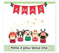 Pet Dog Cute Xmas Card Happy Merry Christmas Festive Santa Greeting Gift Card from the Dog for Her Him Friends Sister Brother Mummy Mum Dad Daddy Bestie 14x14 cm