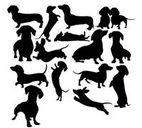 Pet Dog Dachshund Silhouette 15 Cute Sticker Pack - Waterproof Decal - Sausage Dog Gifts - Use on, Car Bumper, Light Switch, Walls, Scrapbooking (Black, Tiny)