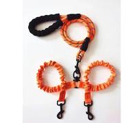 Pet Dog Double Leashes Elastic Rope Two Heads Nylon Dogs Leash 2 Way Coupler Walk Two Dogs Collars Harness Leads Dog Leashes(Orange)