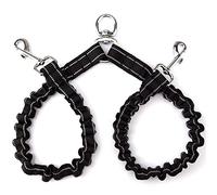 Pet Dog Double Leashes - No Tangle Dog Leash Coupler, Comfortable Shock Absorbing Reflective Bungee Lead for Nighttime Safety, Dual Dog Training Leash for Small, Medium & Large Dogs (Black)