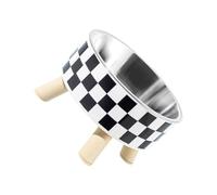 Pet Dog Feeding Station with Feeders Bowl Insert Features for Easy Cleaning Checkered Print Elevated Dog Bowl