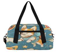 Pet Dog Flower Kids Duffle Bag Boys Girls Small Sport Dance Gym Bag for Overnight Travel Weekender Carry On, Funny Dogs and Stars, 18.5"L x 9.4"W x 7.8"H