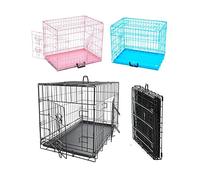 Pet Dog Folding 2 Door Crate Puppy Carrier Training Cage Kennel House with Non-Chew Removable Tray Carry Handle Lightweight Fold Flat Dog Cage (30inch Black 77.5L x 48.5W x 55.5H cm)