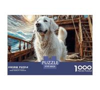 Pet Dog Fun And Challenging 1000 Piece Puzzle for Adults & Kids | Detailed - White Terrier on Wooden Dock Great Gift Idea Decompression38x26cm/1000pcs