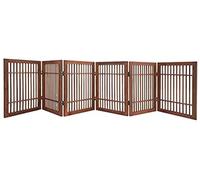 Pet Dog Gate Strong and Durable Freestanding Folding Acacia Hardwood Portable Wooden Fence Indoors or Outdoors by Urnporium (Brown Pet Gate, 6 Panel 24" Tall)