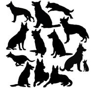 Pet Dog German Shepherd Silhouette 13 Cute Stickers Pack - Dog Lover Gifts - Car Bumper Sticker - Light Switch Sticker - Wall Decal - Scrapbook Stickers (Black, 12-13cm (5") Tall)