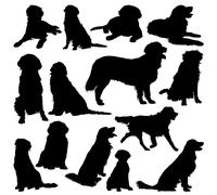 Pet Dog Golden Retriever Silhouette 14 Cute Stickers Pack - Golden Retriever Gifts - Car Bumper Sticker - Light Switch Sticker - Wall Decal - Scrapbook Stickers (Extra-Small, Black)