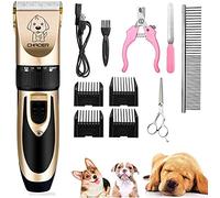 Pet Dog Grooming Clippers - Rechargeable Low Noise Cordless Pet Clippers, Professional Dog Hair Trimmer Grooming Kit with 4 Guide Combs and Cleaning Brush Nail Kits for Dogs Cats Any Animals
