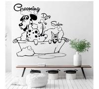 Pet Dog Grooming Wall Stickers Animal SPA Salon Shop Window Glass Decor Vinyl Wall Decals Home Pet Room Dress Up Stickers 42X43CM