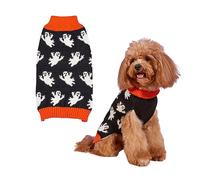 Pet Dog Halloween Ghost Knitted Jumper for Small Cats and Puppies Warm Clothes Suitable for Small Cats and Dogs (L)
