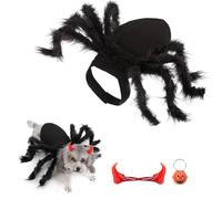 Pet Dog Halloween Spider Costume, Adjustable Pet Costumes with Pumpkin Bell Little Devil Horn Hairpin for Medium Large Dog Cat Halloween Costume Decorations Party Supply